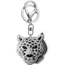 Fashion Crystal Leopard Head Key Ring Purse Bag Keychain Car Bag Pendant Decoration Gift, Silver #2, One Size