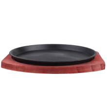 Sizzling Fajita Pan Cast Iron Griddle Set With Wooden Steak Plate