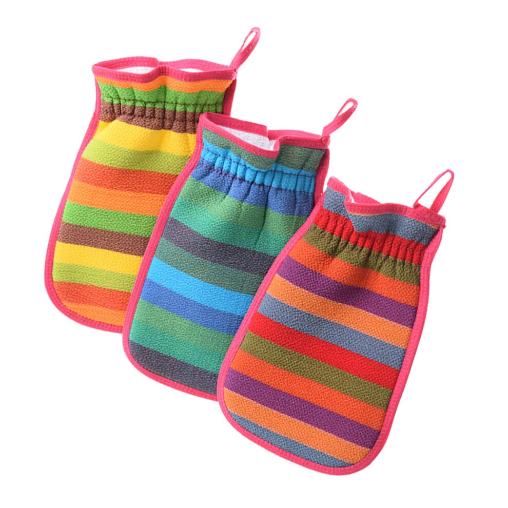 Exfoliating Scrub Mitts 3 Piece Body Exfoliator Glove Set Bath Towel Random Color