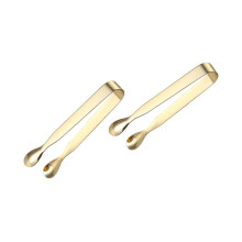 Ice Cube Tongs 2-Piece Gold Plated Stainless Steel With Comfortable Handle And Stable Clamp For Sugar Cubes And Tea Bags