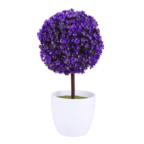 3 Pezzi Piante Artificiali Bonsai Fioriti in Viola