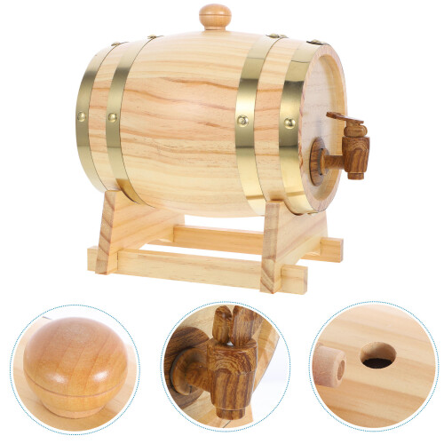 Conjunto Balde Vinho Barril Madeira 1,5 L Para Espíritos 2