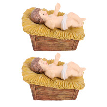 2 Stuks Little Jesus Figuren: Mini Hars Beeldjes Voor Kerstscène