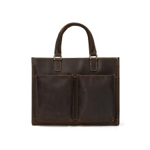 Mens Genuine Leather Briefcases Cowhide Messenger Bags Laptop Bags Brown Size L Shoulder Bags Handbags