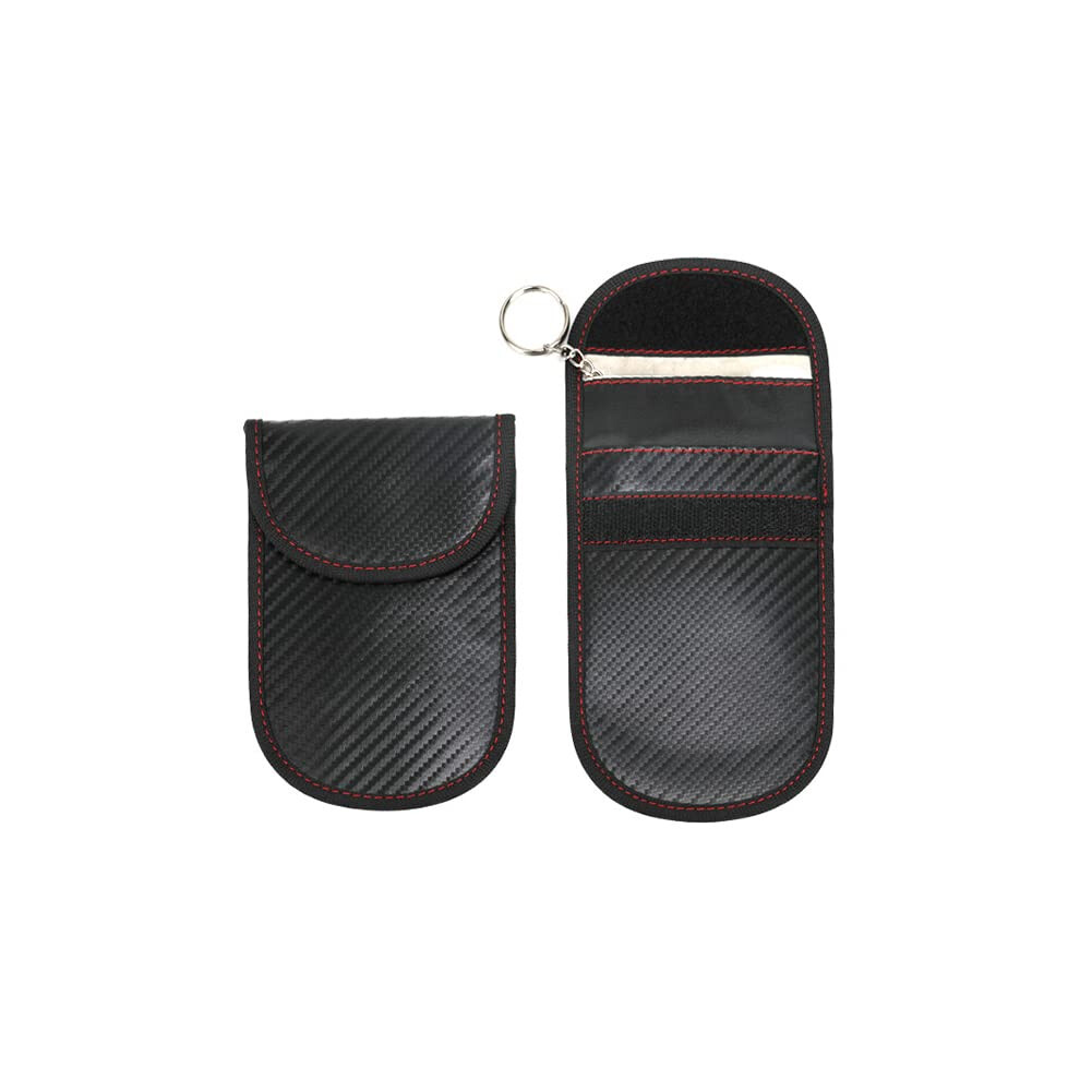 Faraday Rfid Signal Blocking Pouch Carbon Fibre 2-Pack For Car Keys Key Ring Anti-Theft Keyless Entry Protection Red 9084446221640