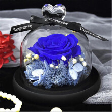 Eternal Rose in Glass,Preserved Rose with Heart Design in Glass, Artificial Flowers