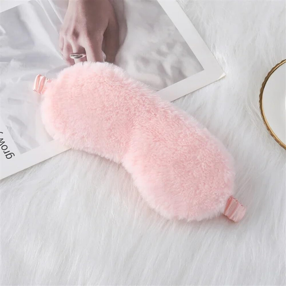Light/Pink Sleeping Blindfold Soft Plush Eye Mask For Sleep Eye Cover