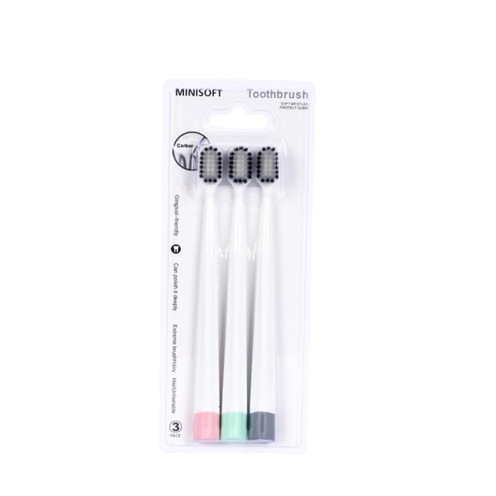 Toothbrush Rotating Head 3-Piece Portable Wide Head Set With Protective Cover For Family Travel