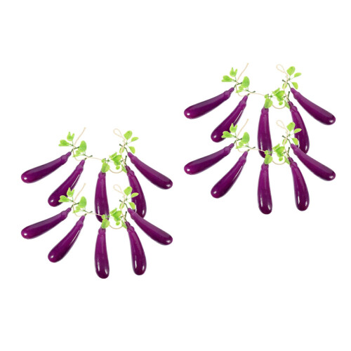 4Sets Purple Artificial Eggplant Hanging Strings Realistic Foam Decor 2