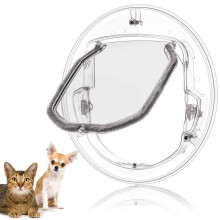 Cat Flap Door Transparent 4-Way Locking Flexible Switch For Small Dog Interior Exterior Doors And Windows