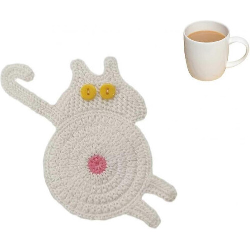 Cat Butt Coasters, Cute Crochet Coaster, Heat-Resistant Absorbent Cup Mat