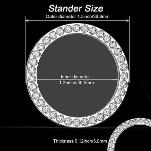 2Pcs Crystal Rhinestone Ring for Car Decor, Auto Engine Start Stop Decoration Crystal Interior Ring Decal 1