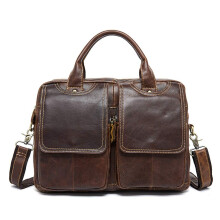 Leather Briefcase for Men Laptop Bag For Business Travel Waterproof Messenger Bag Retro Tote Argento
