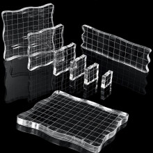 7 Pieces Stamp Blocks Acrylic Clear Stamping Blocks Tools with Grid and Grip