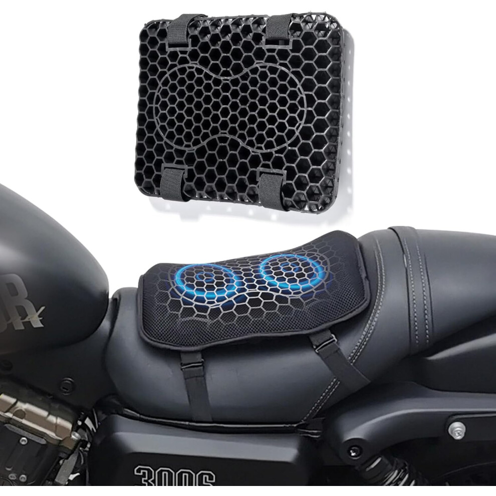 Motorcycle Seat Cushion, 3D Honeycomb Structure Shock Absorption Breathable Seat Pad, Universal Motorcycle Gel Seat Cushion, Shock Absorption 749655517685