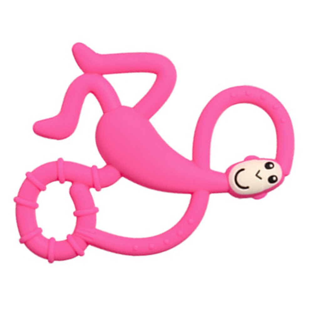 Pink Baby Monkey Shape Silicone Teether Toy For Infants, Soft & Easy To Hold Â