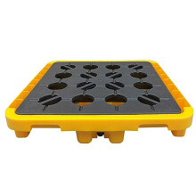 Drum Spill Containment Pallet Leak-Proof Modular Tray Drain Outlet 68x68x15 CM For Oil Drum Storage Spill Prevention
