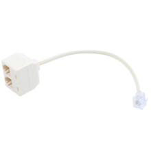 RJ11 6P 4C 2-Port Male/Female Telephone Splitter Adapter Cable, Beige