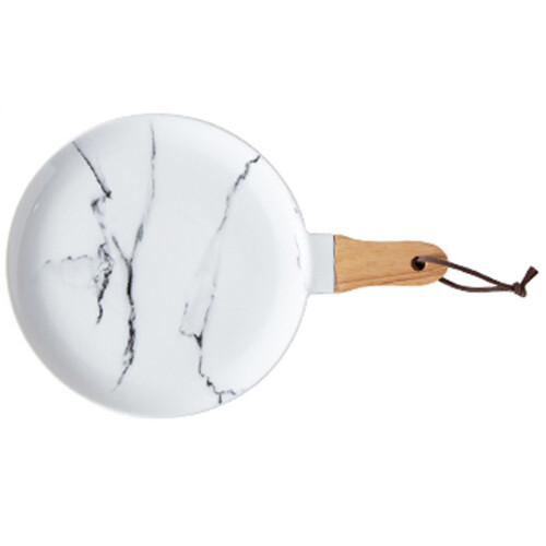Ceramic Round Serving Board With Handle For Pizza And Charcuterie