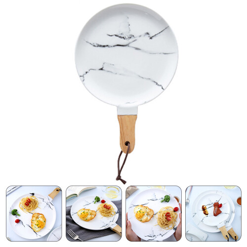 Ceramic Round Serving Board With Handle For Pizza And Charcuterie 2
