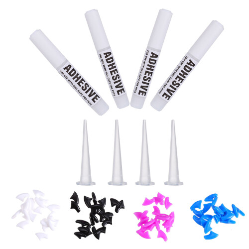 80Pcs Pet Cat With 4 Adhesive Glues For Claw Control