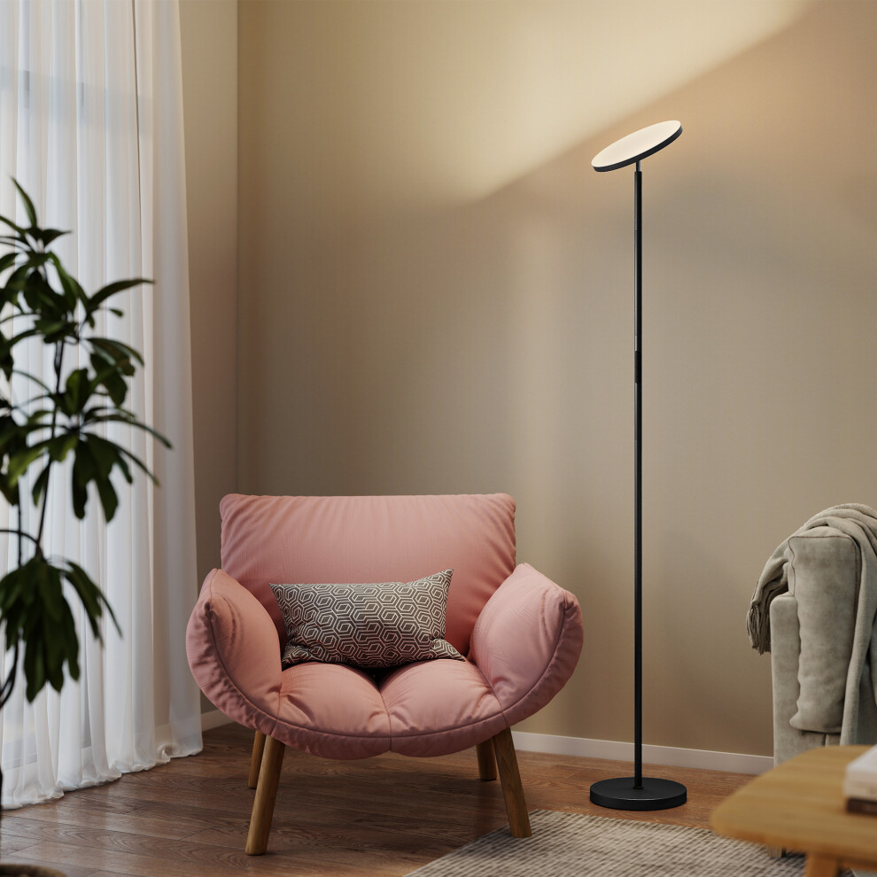 Homcom Black Rgb Floor Lamp With 350 Rotatable Head, Modern Standing Lamp,