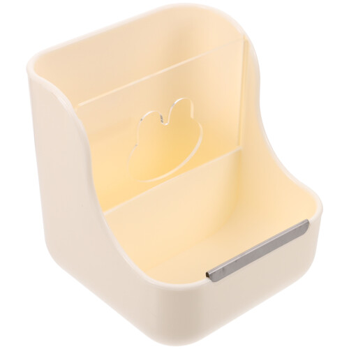 Stable Beige Plastic Guinea Pig Feeder Rack Small Animal Dispenser