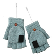1 paar usb-verwarmde gebreide flip-top handschoenen