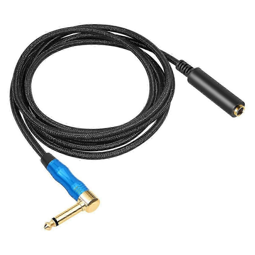 6.35Mm Right Angle Trs Male To Female Stereo Audio Cable, Extension Cable For Guitar, Amplifier, Headphones, 1.8M Blue/Gold