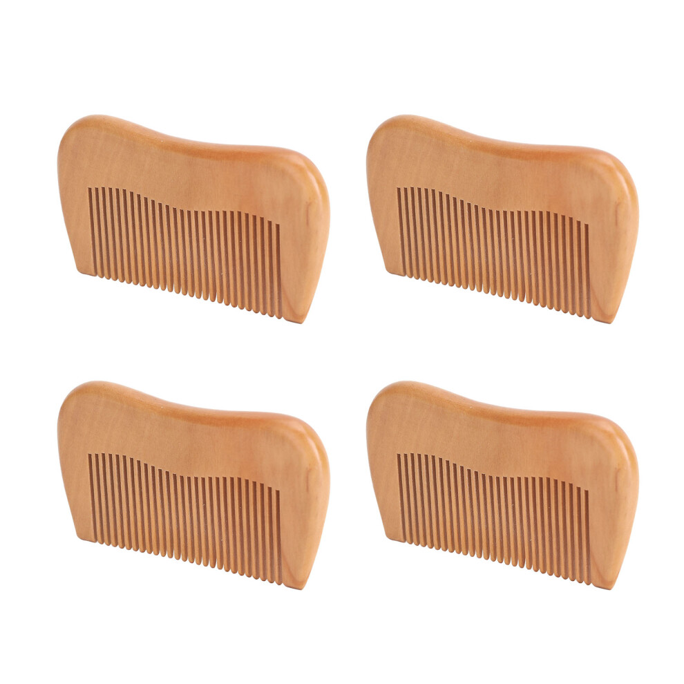Unisex Brown 4Pcs Mahogany Fine Tooth Massage Comb For All Hair Types - Anti-Breakage