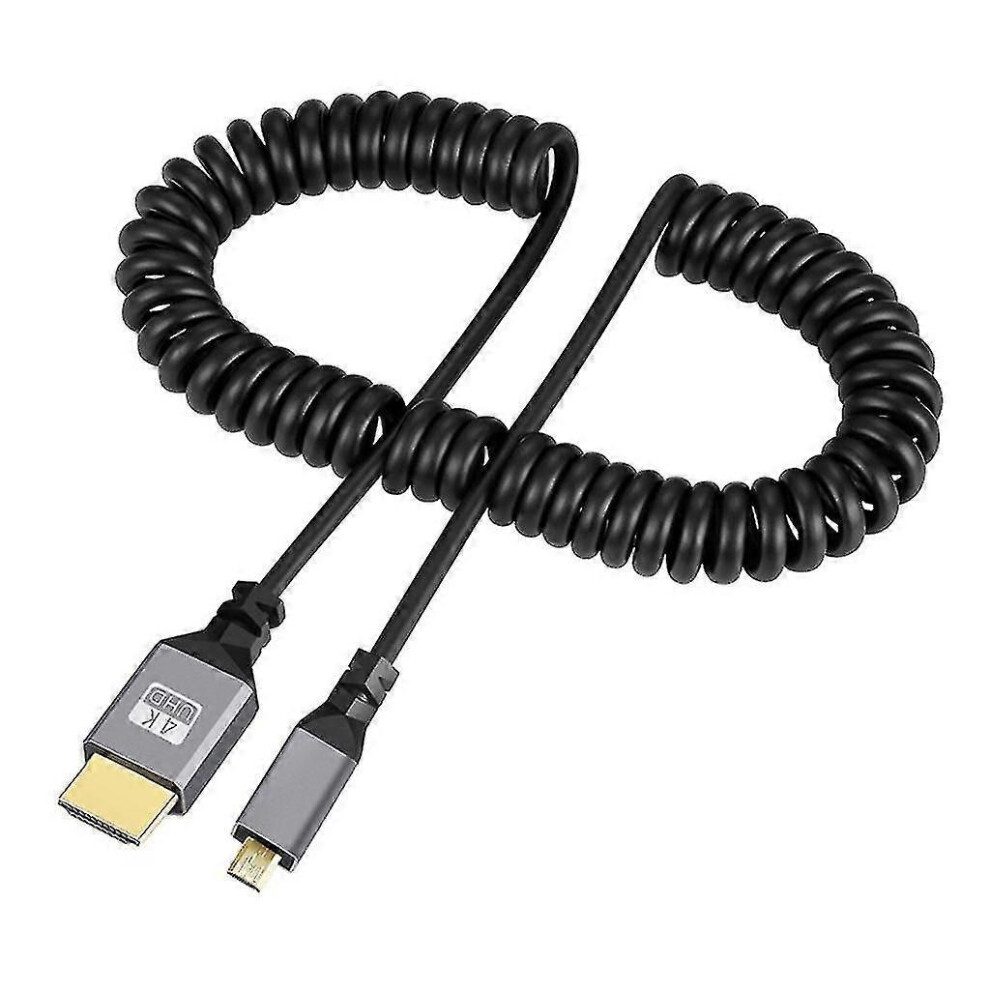 (Micro Hdmi To Hdmi) Spiral Extension Cable Compatible With 4K At 60Hz Hdmi To Hdmi/Mini Hdmi/Micro Hdmi Gold/Black