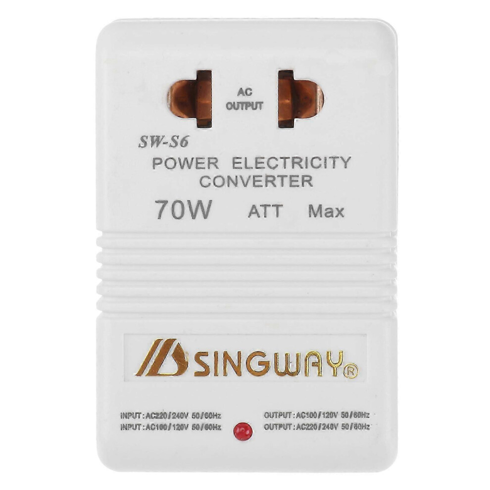 220V To 110V Step-Up/Step-Down Voltage Converter, 70W, For Travel (White) White