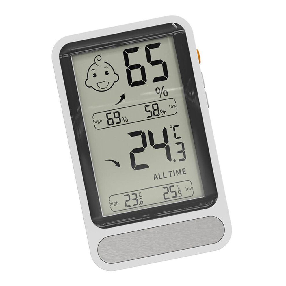 Digital Hygrometer Thermometer With Backlit Display And High Low Temperature Records Wall Mounted Humidity Monitor White