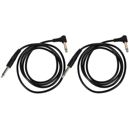 6.35 mm guitar patch cable, 2 pieces, 1.5 m, straight to right-angle