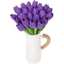 24 Pack Fake Tulips Purple Real Touch Tulips Flowers Tulips Artificial Flowers Faux Flowers Bulk Artificial
