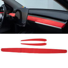 Tesla Model 3 Y Door Panel Moulding Soft Suede Dash Wrap Red for