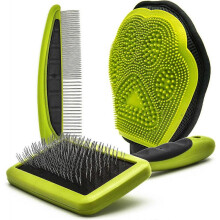 Pet brush and comb, pet grooming gloves, soft dog needle grooming brush for medium and long hair dogs