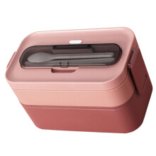 1600Ml Zweilagige Kunststoff Bento Box Mit Besteck Für Unterwegs