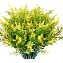 8 Bunch Artificial Lavender Plants Outdoor UV Protection Fake Flowers Artificial Plants Garden Porch Decoration(yellow)
