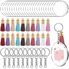 Acrylic Keychain Making Kit, Clear Acrylic Keychain Blanks And Colorful Tassel Tags for Diy Projects (set Of 30)