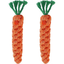 Puppy Chew Toy Carrots, 2-Pack Braided Rope Dog Toys for Puppy Teeth Cleaning