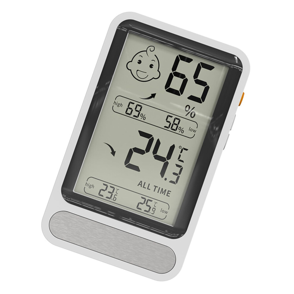 Digital Hygrometer Thermometer Small With Backlit Display And High Low Temperature Records Wall Mountable White