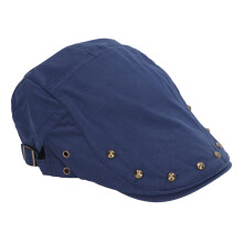 Leichter marineblauer Baumwoll-Newsboy-Hut mit Nietenverzierung für Damen und Herren