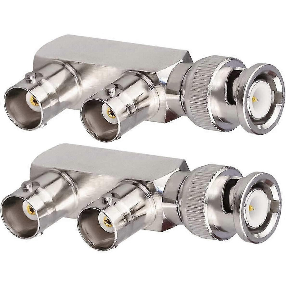 Pack of 2 male BNC coaxial connectors to 2 female F-shaped BNC connectors, 3-way-image-OPC-PKVYNKX-NEW