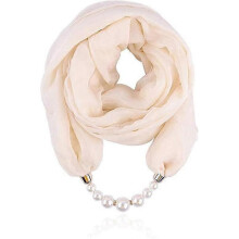 Women's Scarves Multi-purpose Unique Pendant Scarf Necklace Stylish Infinity Scarf with Jewelry AccessoryBeige