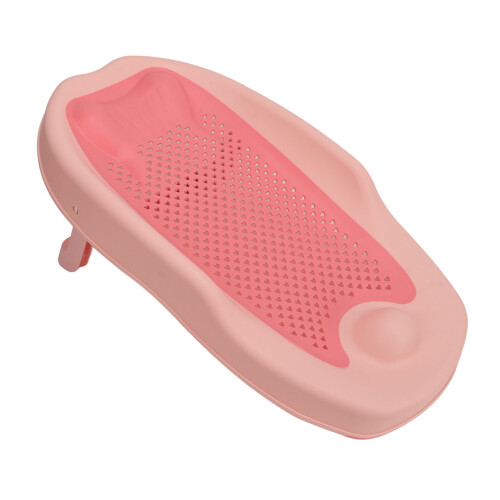 Pink Foldable Baby Bath Support, Heart Shaped, Ergonomic Plastic