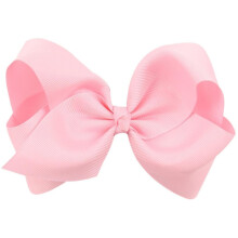 6-Inch Big Bow Hairpins For Children Kids Girls Handmade Alligator Clips Baby Pink