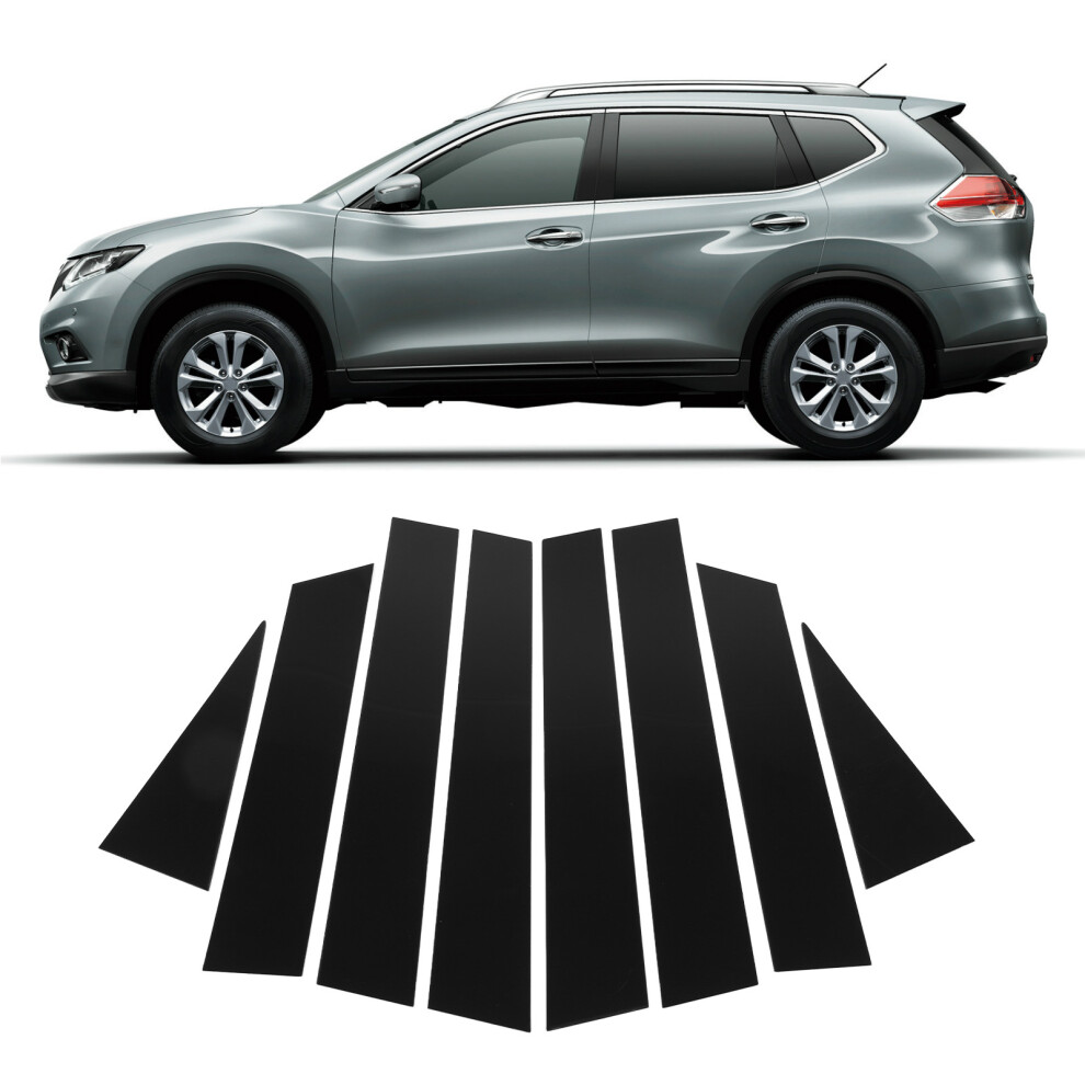 B Pillar Glossy Trim Molding Compatible With XâTrail T32 8 Pcs Black 3731351789098