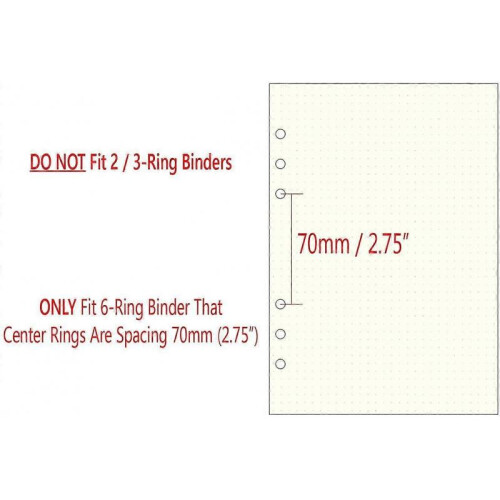 A5 6-ring Binder/planner Refill Paper for Filofax, 6 Hole, 45 Sheets/90pages, Dot Grid 2