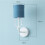Creative - Wandlampe Weißer Halter Blauer Schirm 2